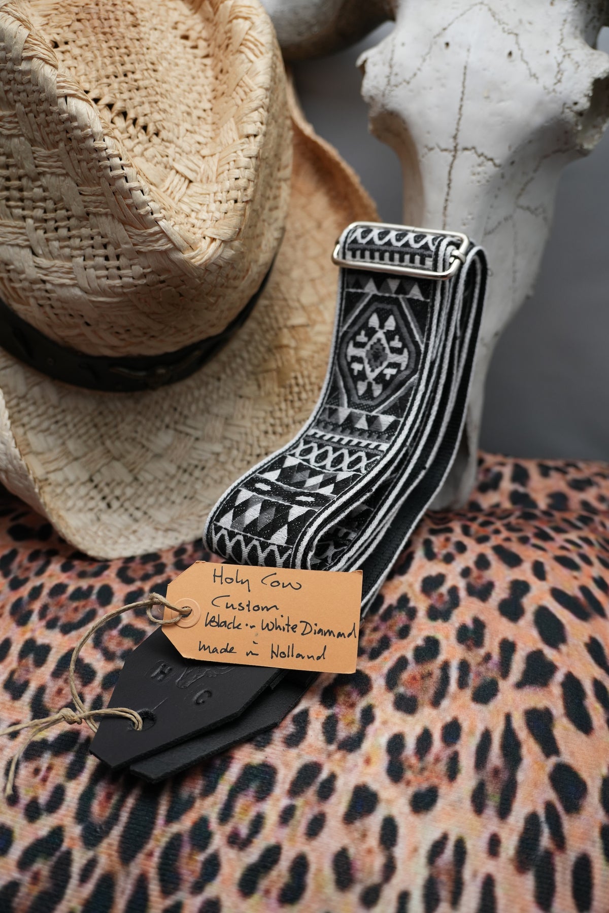 Holy Cow Straps Custom Black and White Diamond - Hand Made
