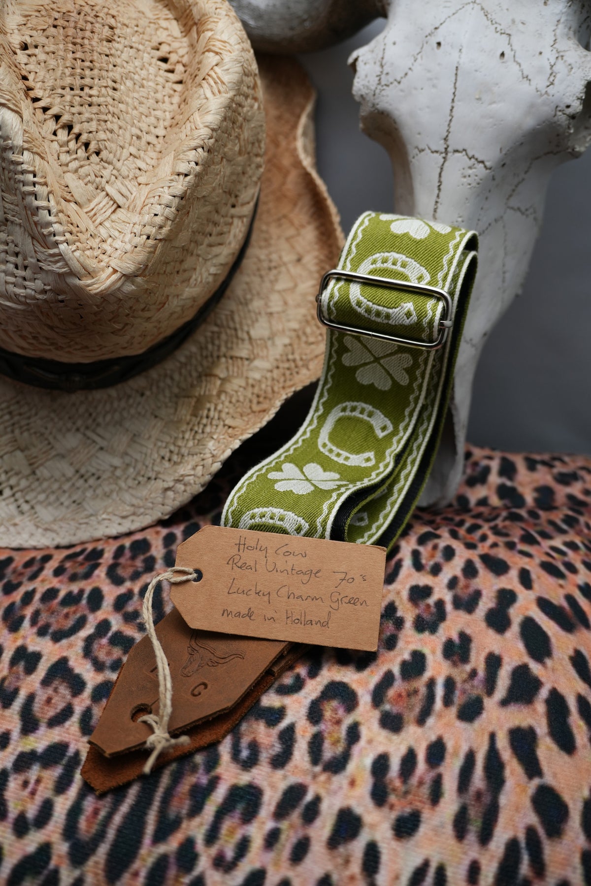 Holy Cow Straps Real Vintage 70's Lucky Charm Green - Hand Made