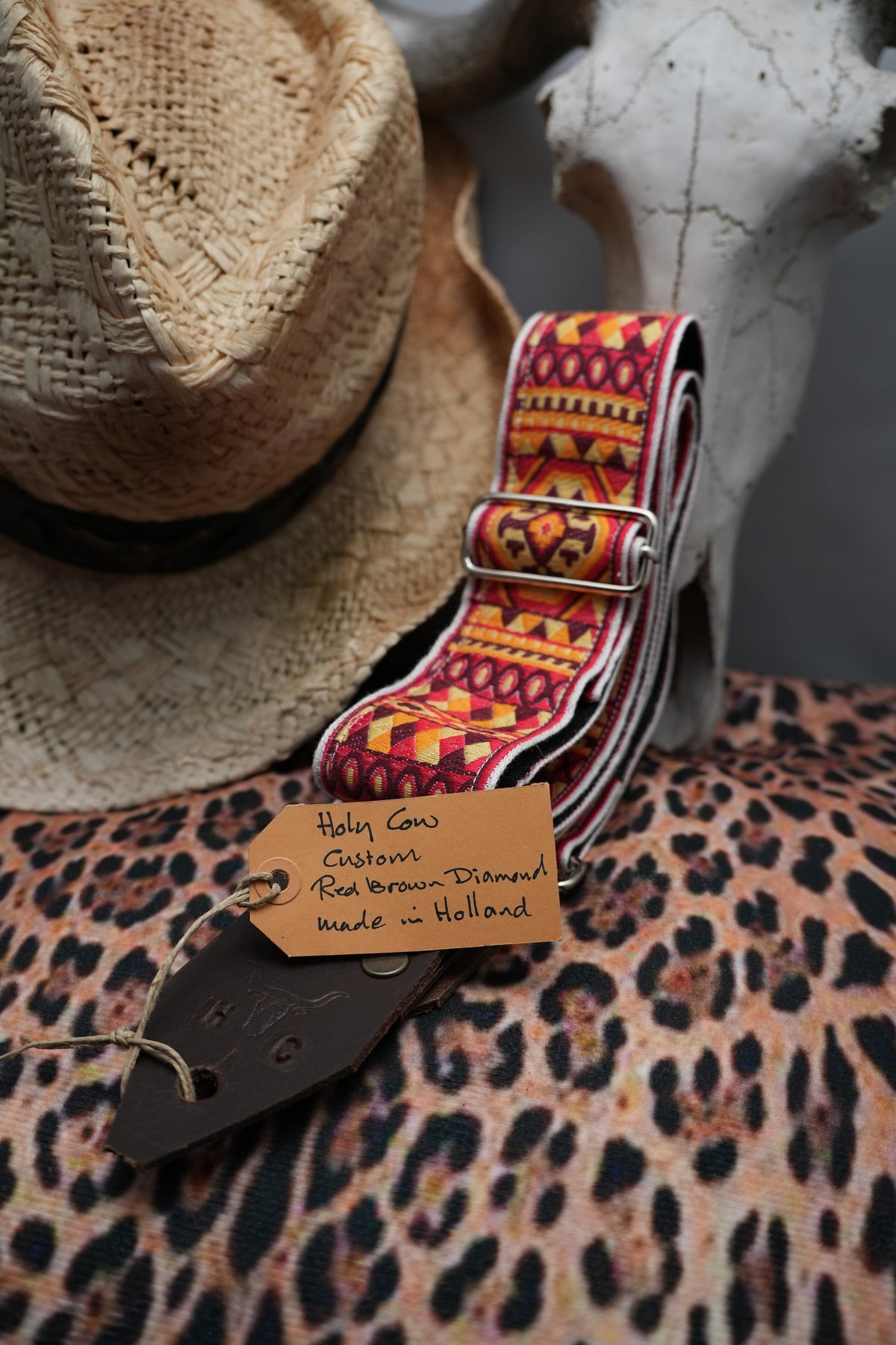 Holy Cow Straps Custom Red Brown Diamond - Hand Made