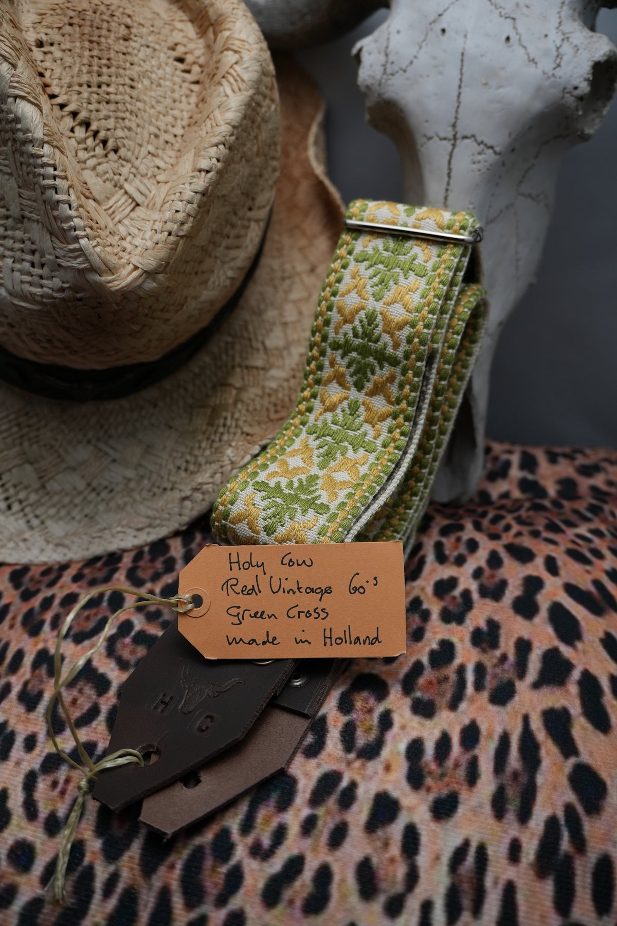 Holy Cow Straps Real Vintage 60's Green Cross - Hand Made