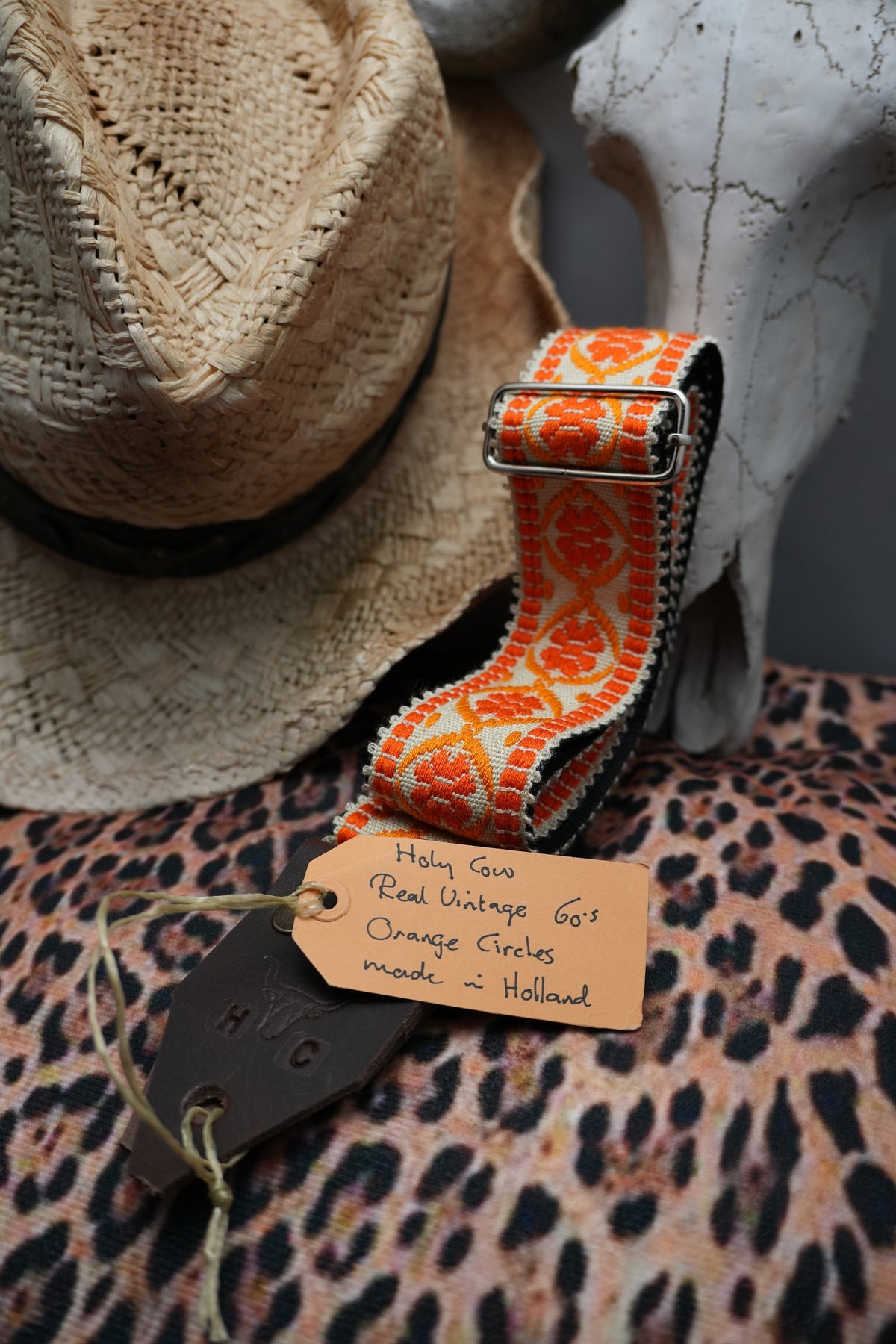 Holy Cow Straps Real Vintage 60's Orange Circles - Hand Made