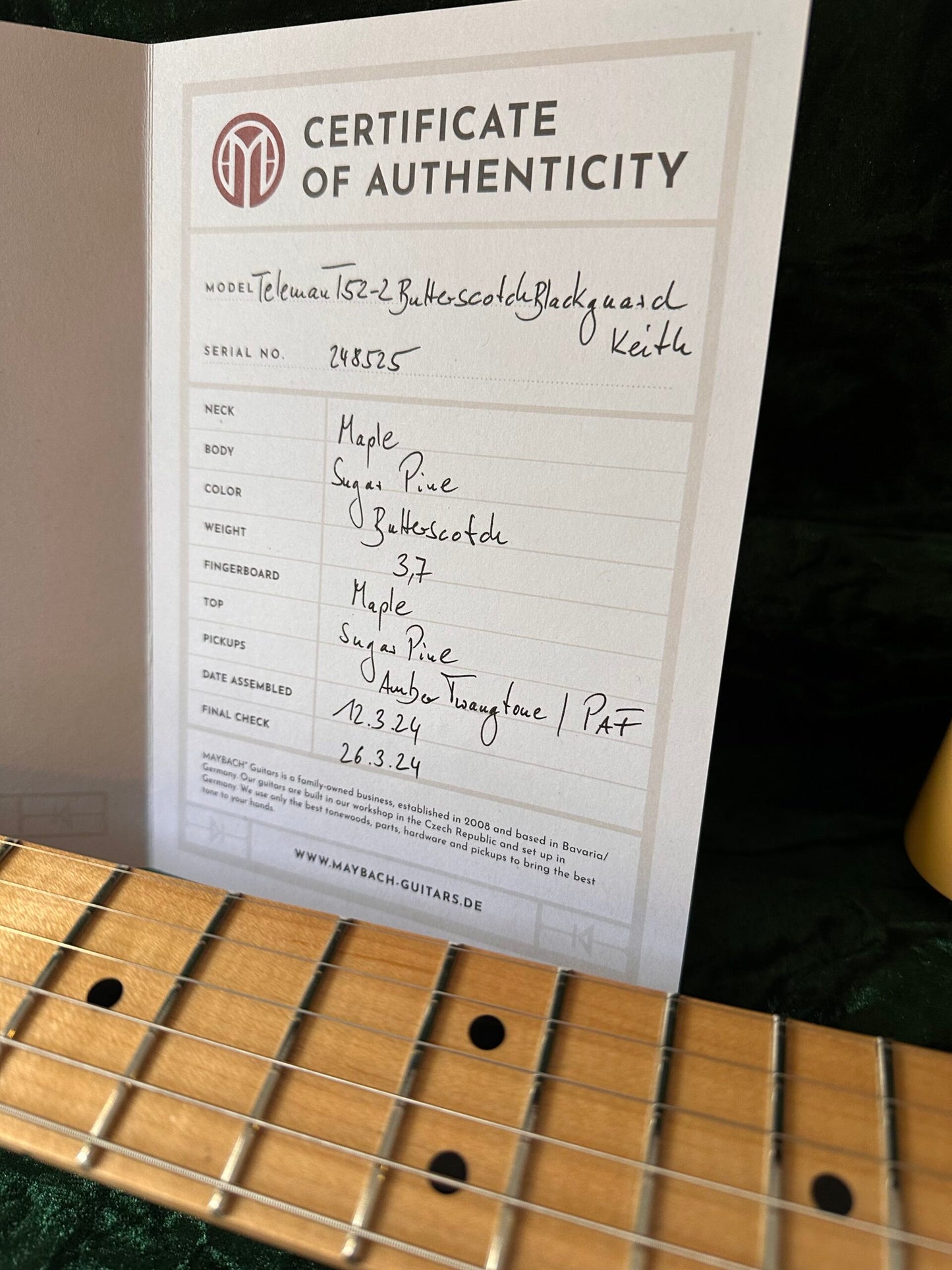 MAYBACH TELEMAN T52-2  BUTTERSCOTCH BLACKGUARD KEITH