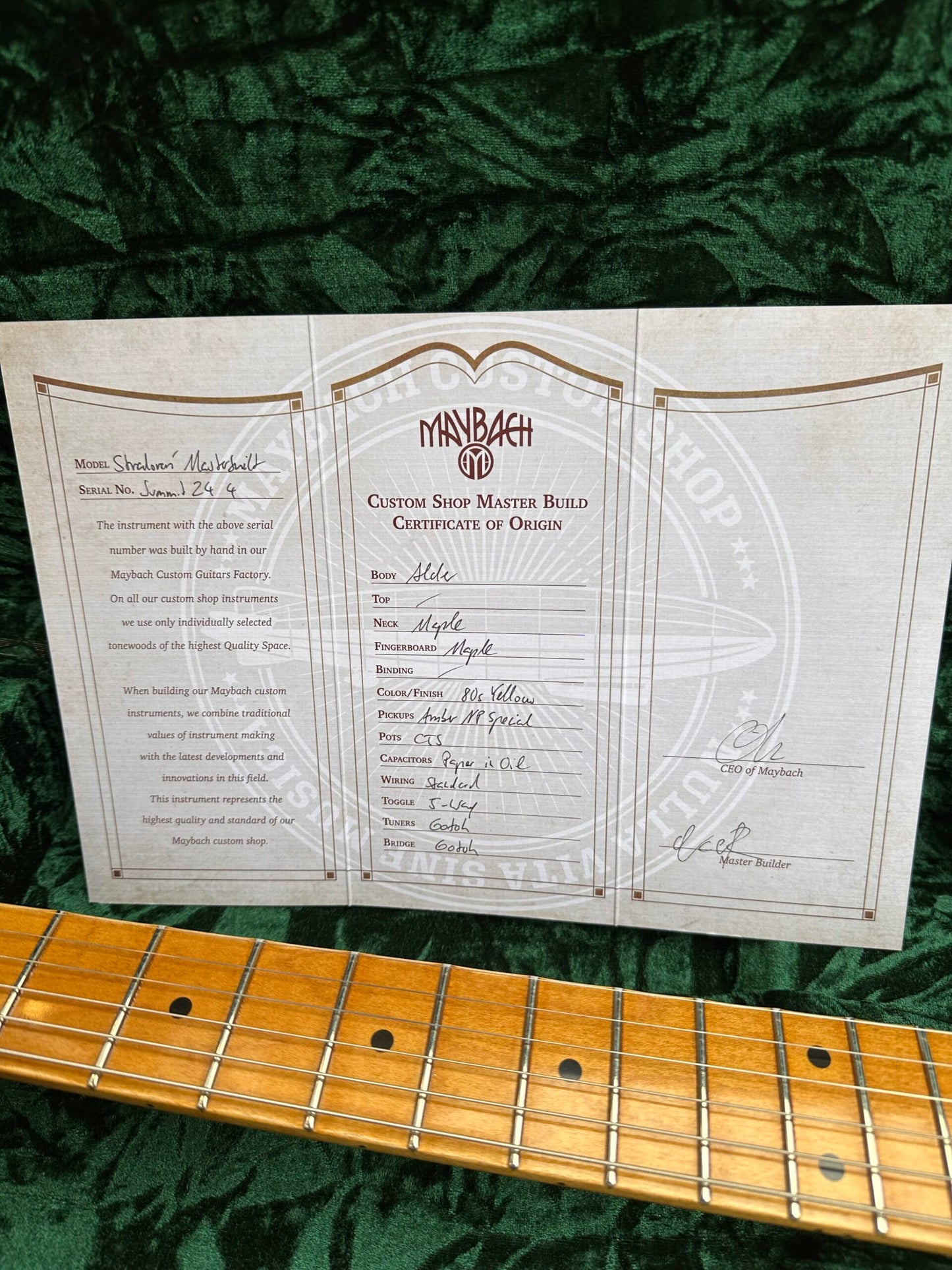 MAYBACH STRADOVARI MASTERBUILD CUSTOM SHOP "GUITARSUMMIT 24" 80'S YELLOW