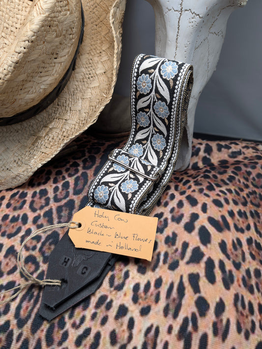 Holy Cow Straps Custom Black 'n Blue Flower - Hand Made